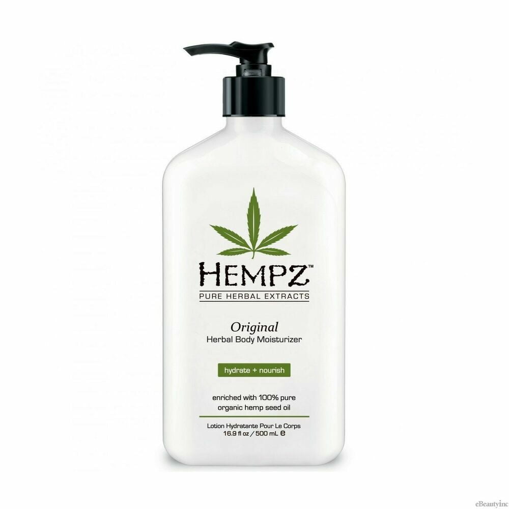 Hempz Original Body LotionHempz Original Herbal Body Moisturizer is enriched with 100% Pure Organic Hemp Seed Oil and blended with natural extracts to provide dramatic skin hydration and nourishment to help improve the health and condition of skin. Hemp Seed Oil is one of nature's richest sources of Essential Fatty Acids and Key Amino Acids containing natural proteins, vitamins, antioxidants, and minerals, vital for healthy skin conditioning. Paraben Free. Gluten Free. 100% Vegan.||Hempz Original Body Lotion